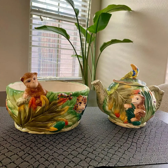 genmert Other - Junglewear by Genmert Teapot Bowl Monkey Toucan Jungle Safari Party Baby Shower